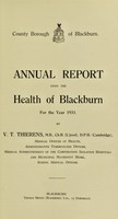 view [Report 1933] / Medical Officer of Health, Blackburn County Borough.