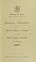 view [Report 1927] / Medical Officer of Health, Blyth Borough.