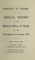 view [Report 1952] / Medical Officer of Health, Bodmin Borough.