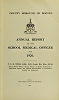 view [Report 1920] / School Medical Officer of Health, Bootle County Borough.