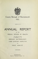 view [Report 1921] / Medical Officer of Health, Bournemouth County Borough.