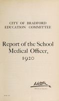 view [Report 1920] / School Medical Officer of Health, Bradford City.