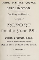 view [Report 1911] / Medical Officer of Health, Bridlington (Union) R.D.C.