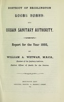 view [Report 1893] / Medical Officer of Health, Bridlington U.D.C. Borough.