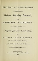 view [Report 1894] / Medical Officer of Health, Bridlington U.D.C. Borough.