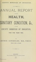 view [Report 1903] / Medical Officer of Health, Brighton County Borough.