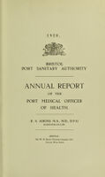 view [Report 1928] / Port Medical Officer of Health, Bristol Port Health Authority.