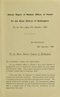 view [Report 1940] / Medical Officer of Health, Buckingham (Union) R.D.C.