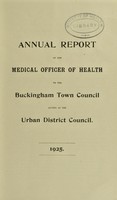 view [Report 1925] / Medical Officer of Health, Buckingham Town acting as U.D.C.