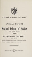 view [Report 1922] / Medical Officer of Health, Bury County Borough.