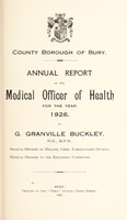 view [Report 1926] / Medical Officer of Health, Bury County Borough.