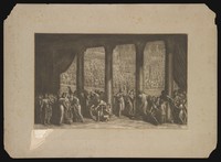 view Musicians behind the scenes at a contest in the Colosseum. Etching by L. Ademollo, ca. 1837.