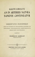 view Galeni libellus an in arteriis natura sanguis contineatur / [Fridericus Albrecht].