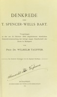 view Denkrede über T. Spencer-Wells, Bart / Ins Deutsche übertragen von Sigmund Schweiger.