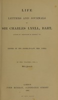 view Life, letters and journals of Sir Charles Lyell, bart / edited by his sister-in-law, Mrs. Lyell.