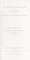 view The history of inoculation and vaccination for the prevention and treatment of disease : lecture memoranda, Australasian Medical Congress, Auckland, N.Z., 1914.