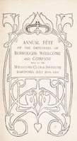 view Annual fête of the employees of Burroughs Wellcome and Company, held at the Wellcome Club & Institute, Dartford, July 20th, 1901.