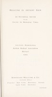 view Medicine in antient Erin : an historical sketch from Celtic to mediaeval times : lecture memoranda, British Medical Association, Belfast, 1909 / [with a foreword by Sir Henry S. Wellcome.].