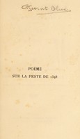 view Poëme sur la grande peste de 1348 : publié d'après le manuscrit de la bibliothèque du palais Saint-Pierre / par Georges Guigue.