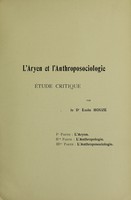 view L'Aryen et l'anthroposociologie : étude critique / par Émile Houzé.