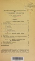 view Revue et bibliographies générales de psychologie religieuse / par Georges Berguer.