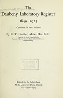 view The Daubeny laboratory register, 1849-1923 / by R.T. Gunther.