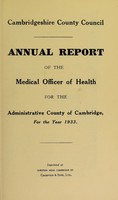 view [Report 1933] / Medical Officer of Health, Cambridgeshire County Council.