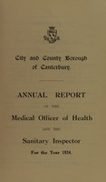 view [Report 1934] / Medical Officer of Health, Canterbury Borough / City & County.