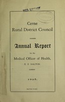 view [Report 1925] / Medical Officer of Health, Cerne R.D.C.