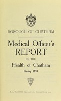 view [Report 1933] / Medical Officer of Health, Chatham Borough.