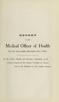 view [Report 1922] / Medical Officer of Health, County Council of the Palatine of Chester / Cheshire County Council.