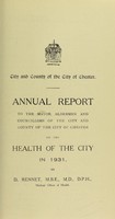 view [Report 1931] / Medical Officer of Health, Chester City & County Borough.