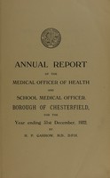 view [Report 1922] / Medical Officer of Health, Chesterfield Borough.