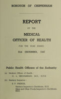 view [Report 1947] / Medical Officer of Health, Chippenham Borough.