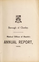 view [Report 1920] / Medical Officer of Health, Chorley Borough.