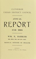 view [Report 1925] / Medical Officer of Health, Clitheroe U.D.C. / Borough.