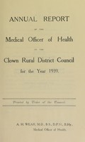 view [Report 1939] / Medical Officer of Health, Clowne / Clown R.D.C.