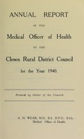view [Report 1940] / Medical Officer of Health, Clowne / Clown R.D.C.