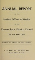 view [Report 1954] / Medical Officer of Health, Clowne / Clown R.D.C.