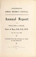 view [Report 1920] / Medical Officer of Health, Cockermouth U.D.C.