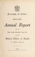 view [Report 1911] / Medical Officer of Health, Colne U.D.C. / Borough.