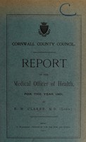 view [Report 1921] / Sanitary Committee [- Medical Officer of Health], Cornwall County Council.