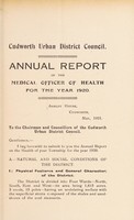 view [Report 1920] / Medical Officer of Health, Cudworth U.D.C.