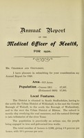 view [Report 1920] / Medical Officer of Health, Darlaston U.D.C.