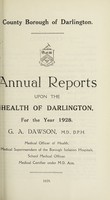 view [Report 1928] / Medical Officer of Health, Darlington County Borough.