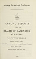 view [Report 1932] / Medical Officer of Health, Darlington County Borough.