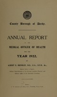 view [Report 1922] / Medical Officer of Health, Derby County Borough.