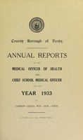 view [Report 1933] / Medical Officer of Health, Derby County Borough.
