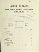 view [Report 1952] / Medical Officer of Health, Devizes Borough.