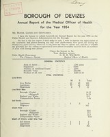 view [Report 1954] / Medical Officer of Health, Devizes Borough.